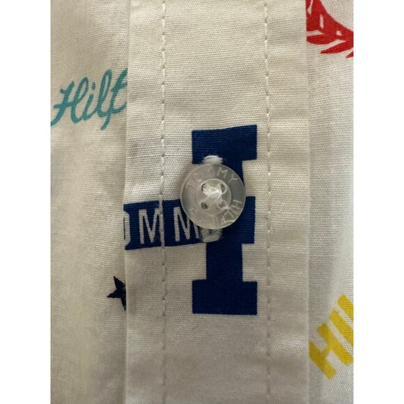 Tommy Hilfiger Boys Button-Up Shirt White Logo Print Size L (16/18) NWT - Picture 5 of 8